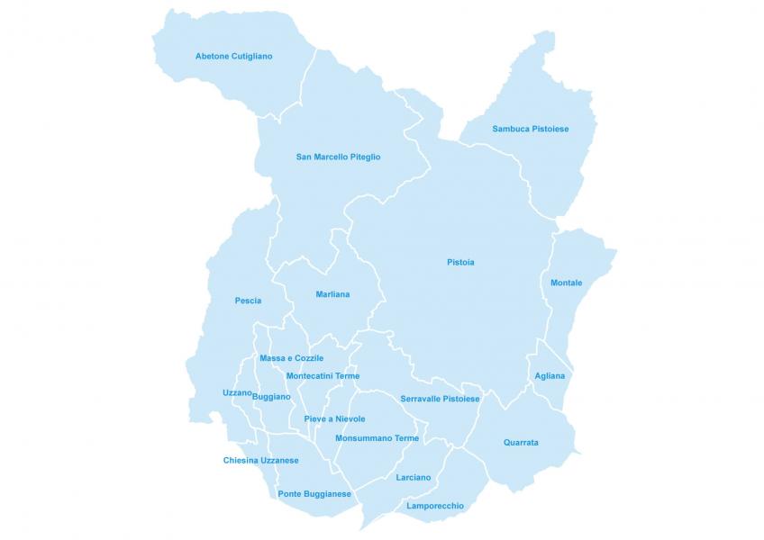 Mappa dei Comuni della Provincia di Pistoia